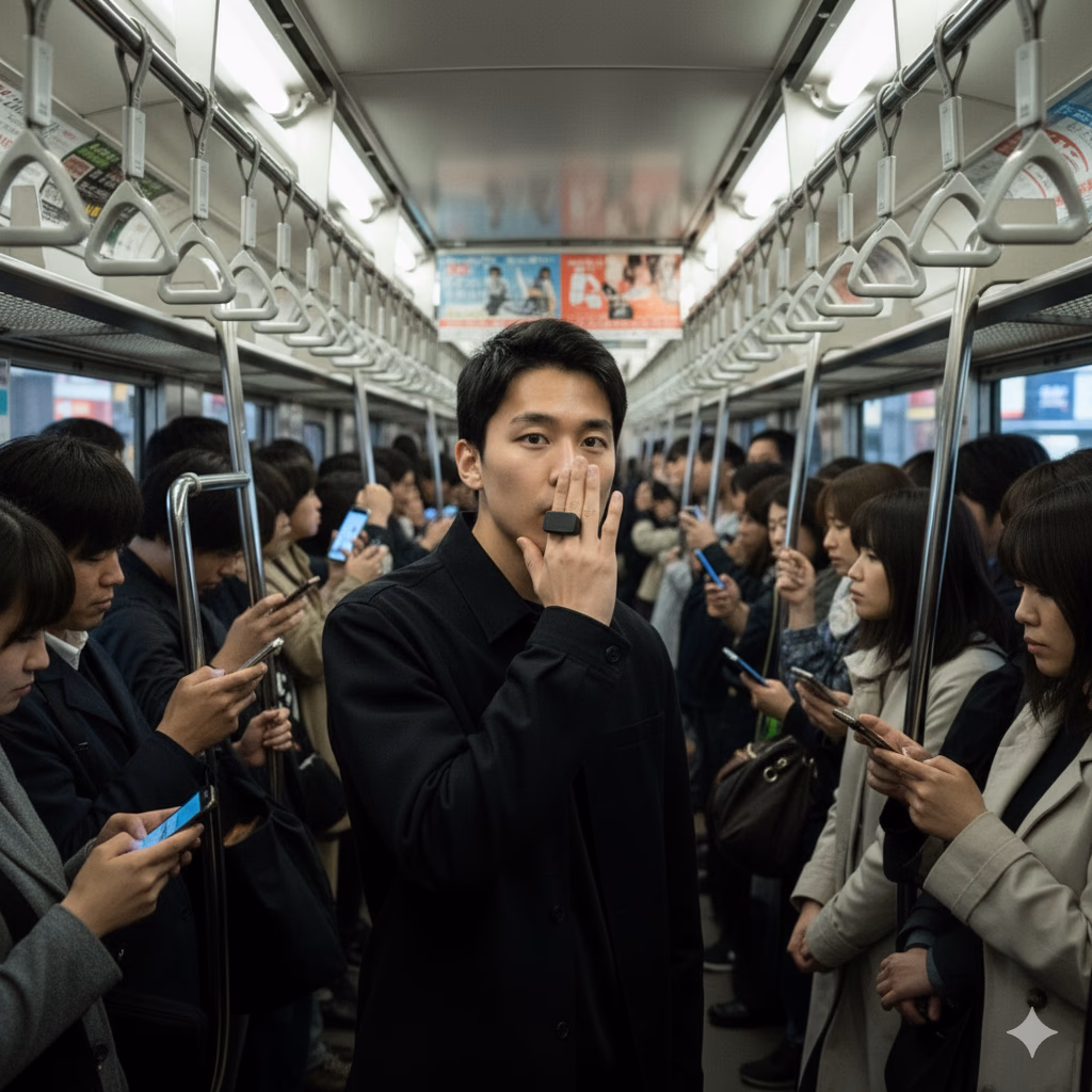 Using Knucklet privately on a crowded train